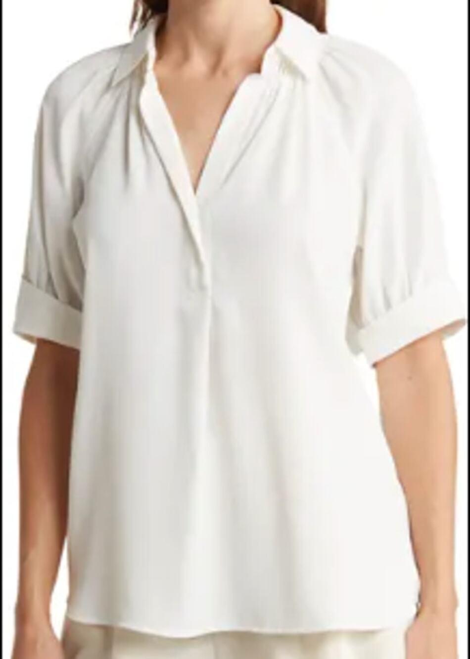 NWT Max Studio White Textured Puff Short Sleeve Blouse (2X)